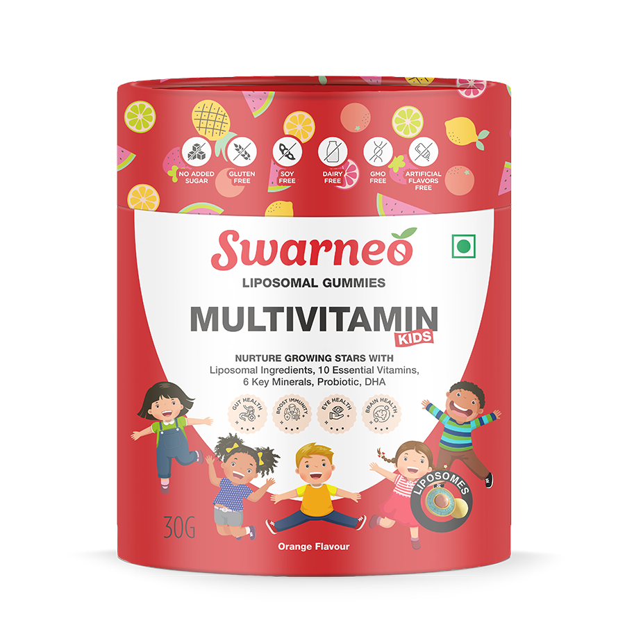Swarneo multivitamin gummies for children – tasty, easy-to-chew supplement supporting daily wellness and development.