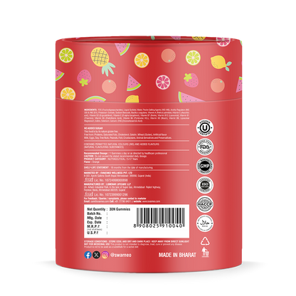 Kids multivitamin gummies with liposomal Vitamin C, flaxseed-based DHA, probiotics, and tricalcium phosphate for complete support.