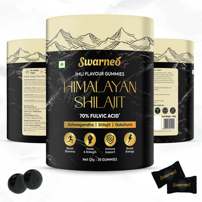 Natural vitality gummies by Swarneo – Himalayan Shilajit with adaptogenic herbs to support strength and recovery.