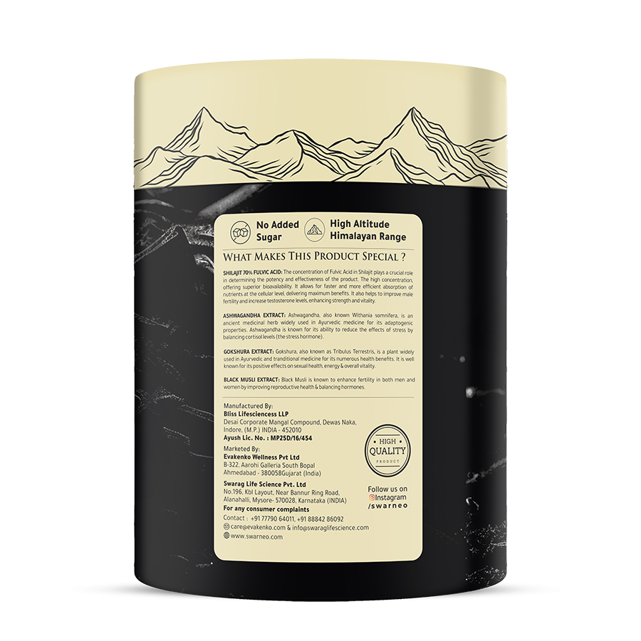 Swarneo Himalayan Shilajit Gummies – 30-count pack with 70% Fulvic Acid, Ashwagandha, Gokshura, and Safed Musli for holistic wellness.