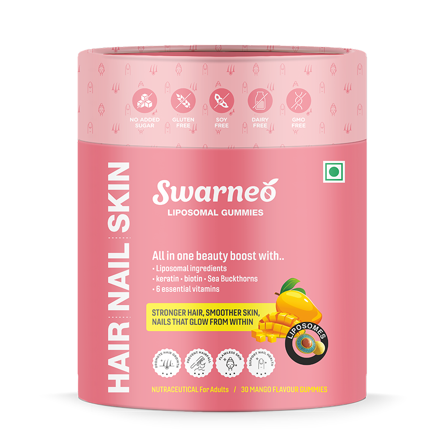 Swarneo beauty gummies for women – 30-day supply to support natural glow, hair strength, and nail growth.