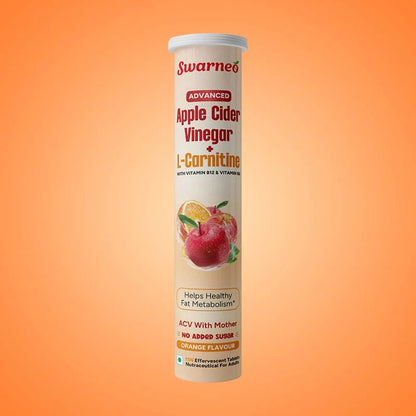 Swarneo Advanced Apple Cider Vinegar & L-Carnitine Tablets.
Orange-flavored effervescent tablets for fitness and energy support.