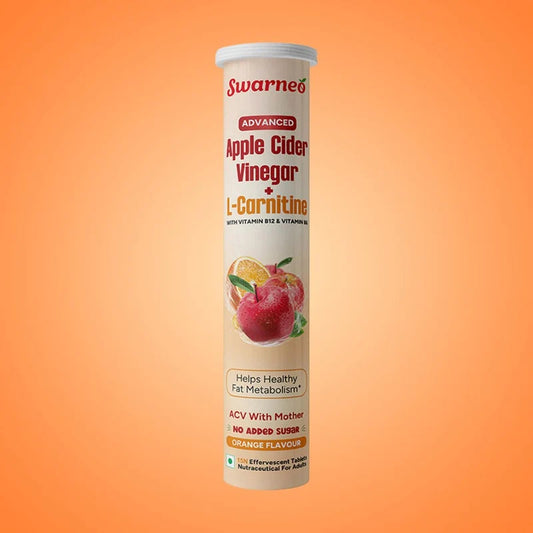 Swarneo Advanced Apple Cider Vinegar & L-Carnitine Tablets.
Orange-flavored effervescent tablets for fitness and energy support.