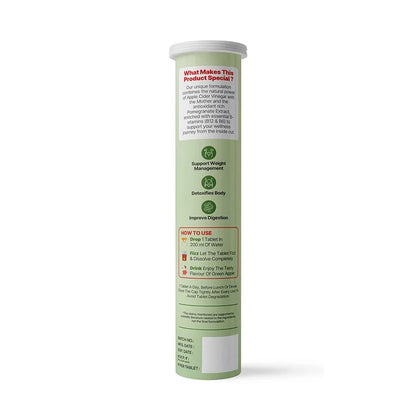 Swarneo Apple Cider Vinegar supplement tablets with pomegranate extract, Vitamin B12, Vitamin B6, and no added sugar.